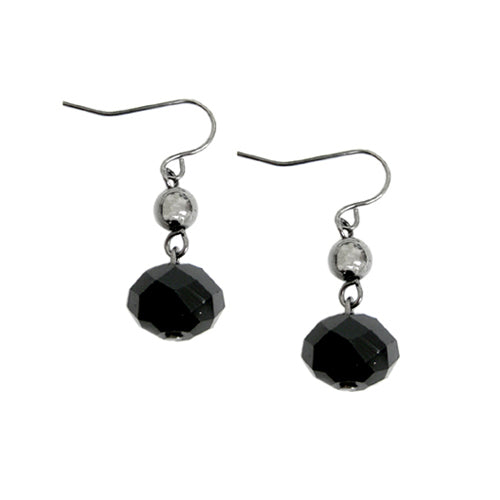HEMATITE SPARKLING BLACK ROCK CANDY DANGLE EARRINGS  #HNE78097_H-BLK (KB1)