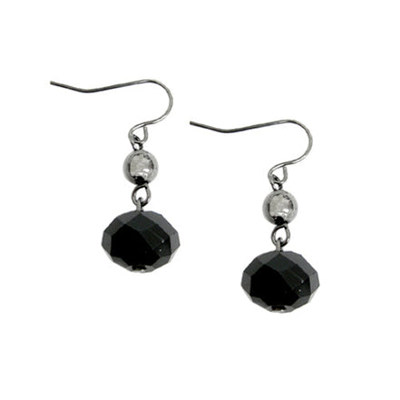 HEMATITE SPARKLING BLACK ROCK CANDY DANGLE EARRINGS  #HNE78097_H-BLK (KB1)