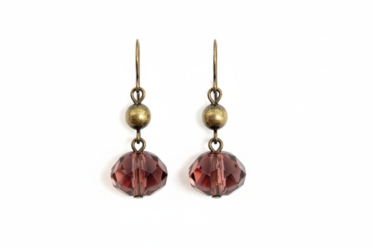AMETHYST ROCK CANDY GOLD DANGLE EARRINGS  #HNE78097_AMY (KB2)