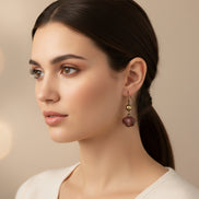 AMETHYST ROCK CANDY GOLD DANGLE EARRINGS  #HNE78097_AMY (KB2)