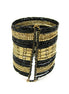 Gold Black Seed Beaded Cuff Bracelet