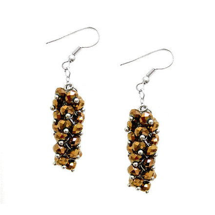 Copper Mini Glass Crystal Chandelier Earrings