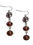 HEMATITE-AMETHYST FIREBALL WITH ROCK CANDY MIXED DANGLE EARRINGS  #HNE78098_G-AMY (TH3/B710)