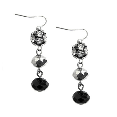 HEMATITE MULTI COLOT BLACK AND SILVER FIREBALL ROCK CANDY MIXED DANGLE EARRINGS  #HNE78098_H-BLK (TG3/B710)