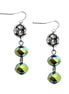 GOLD-OLIVE FIREBALL WITH OLIVE ROCK CANDY MIXED HEMATITE DANGLE EARRINGS  #HNE78098_G-OLV (TH2/B710)