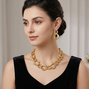Chunky Link Statement Necklace & Oversized Link Drop Earring Set – 16