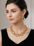 Chunky Link Statement Necklace & Oversized Link Drop Earring Set – 16" Necklace, 2.7" Earrings#FW-WB954-19 ASST