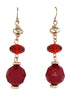 Red and gold double rounded drop earrings