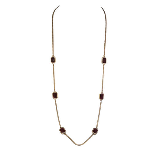 Gold chain with ruby red squares