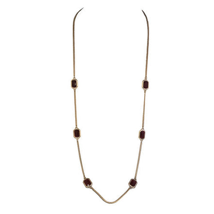 Gold chain with ruby red squares