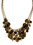 Brown Beaded and Metal Two Rows Short Necklace
