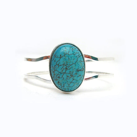 TURQUOISE STONE HINGED BRACELET #HNB76335_ROD-TRQ (KE6)