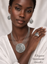 Silver Tone Multi-Strand Medallion Necklace and Fish Hook Earrings Set – Bohemian Statement Pendant Jewelry Set for Women #SCE43587SIL(TA7)
