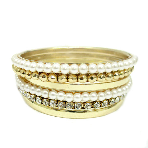 GOLD BANGLE SET  #HB1123_GLD-CRM (KC2)