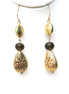 GOLD BROWN SCROLL PATTERN DROP EARRINGS  #SE19017GLD/BRW (RC12/R-RH7)