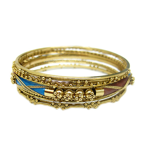 GOLD TEAL STACKABLE BANGLES SET  #KB12568_G-TEAL (UC6/UC7/DA9)