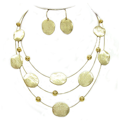 GOLD NECKLACES & EARRINGS SET  #SCE18256_GD(NH13-14)