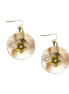 GOLD CREAM FLOWER IN SHELL HOOP EARRINGS  #SE26409_GOLD (BG4)