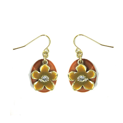 GOLD FLOWER ON SHELL EARRINGS  #SE26225_GOLD (BB17)
