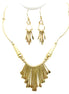 GOLD INTRICATE TRIBAL DESIGN NECKLACE AND EARRINGS SET  #HNNE3241_GOLD (CH3/CG1)