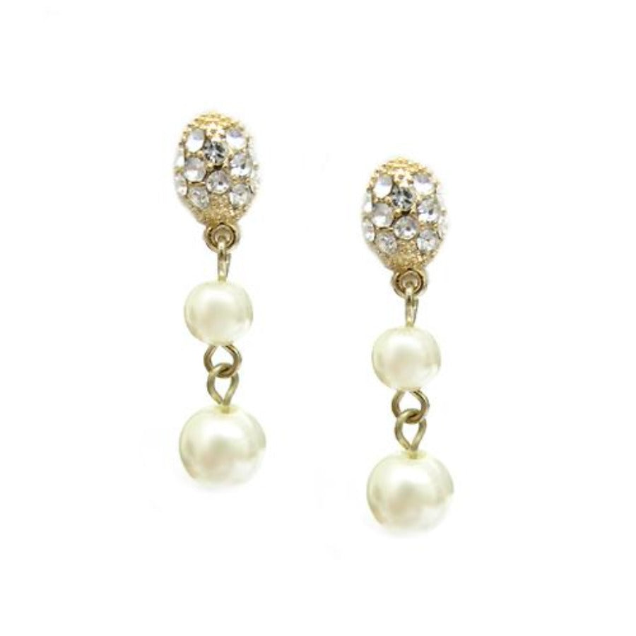 GOLD CREAM PEARL DANGLE EARRINGS  #HNE5597_GLD-CRM (GA5)