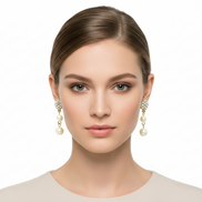 GOLD CREAM PEARL DANGLE EARRINGS  #HNE5597_GLD-CRM (GB1)