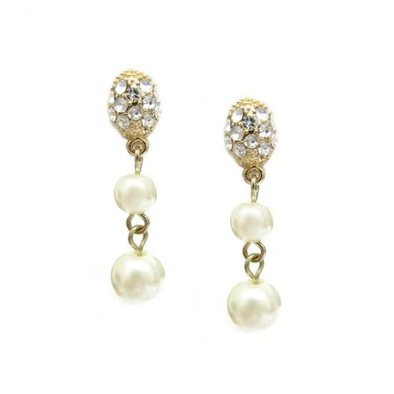 GOLD CREAM PEARL DANGLE EARRINGS  #HNE5597_GLD-CRM (GB1)