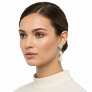 GOLD CREAM PEARL DANGLE EARRINGS  #HNE5597_GLD-CRM (GB1)