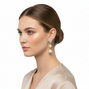 GOLD CREAM PEARL DANGLE EARRINGS  #HNE5597_GLD-CRM (GB1)