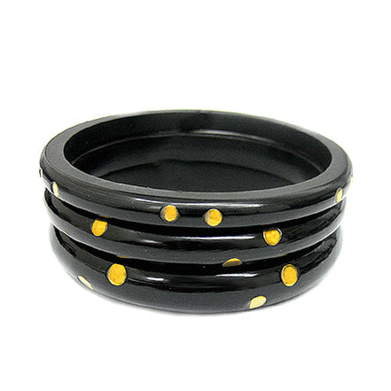 GOLD BLACK BANGLE SET  #RB78605_GLD-BLK (QH5)