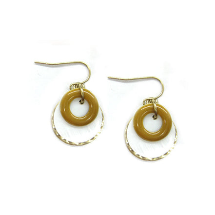 GOLD TONE SHELL DISC EARRINGS  #SE26407_GOLD (BB17)
