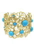 TURQ COLOR GARDEN FLOWER STRETCH BRACELET #JB0094_GLD-TRQ (KC7/K Line Top)