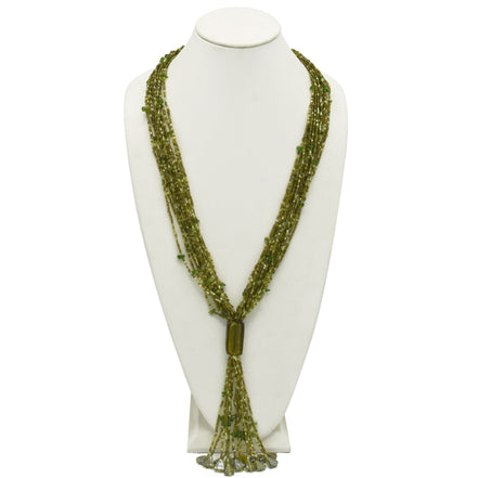 Olive multi layered Seed beads tassel long Necklace #N3101_OLIVE12