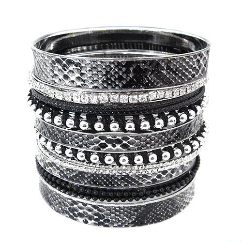 BLACK BANGLE SET  #HB257_BLACK (OG12/B138)