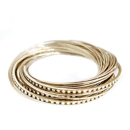 Textured Shiny Gold Multi Bangles with Rhinestone