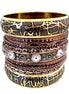 2 TONE TEXTURED MULTIPLE BANGLE SET #HB6042_GLD-COP (OG21/B514)