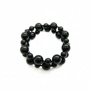 BLACK Glass Double Strand Stretch Bracelet set of 2PCS       
