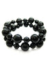 BLACK Glass Double Strand Stretch Bracelet set of 2PCS       