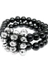 SILVER BLACK STRETCH BRACELETS  #HNB92181_JET-SIL (JC3)
