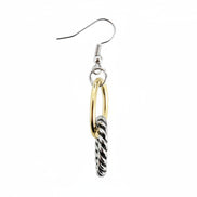 2TONE LINK EARRINGS  #HNE15134_2TONE (FC26)