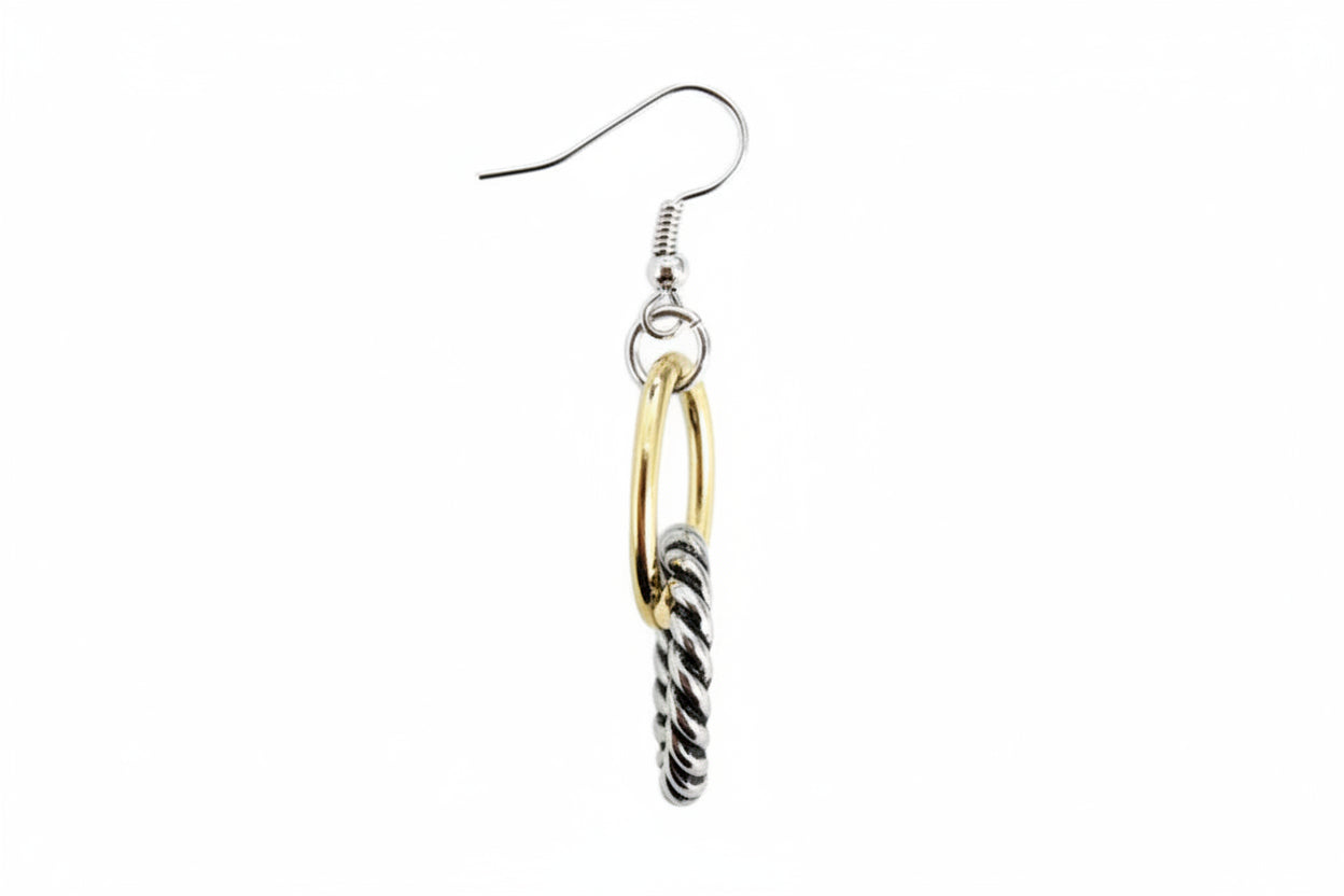 2TONE LINK EARRINGS  #HNE15134_2TONE (FC26)