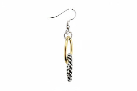 2TONE LINK EARRINGS  #HNE15134_2TONE (FC26)