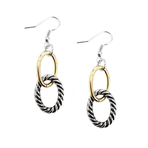 2TONE LINK EARRINGS  #HNE15134_2TONE (FC26)
