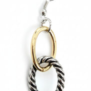 2TONE LINK EARRINGS  #HNE15134_2TONE (FC26)