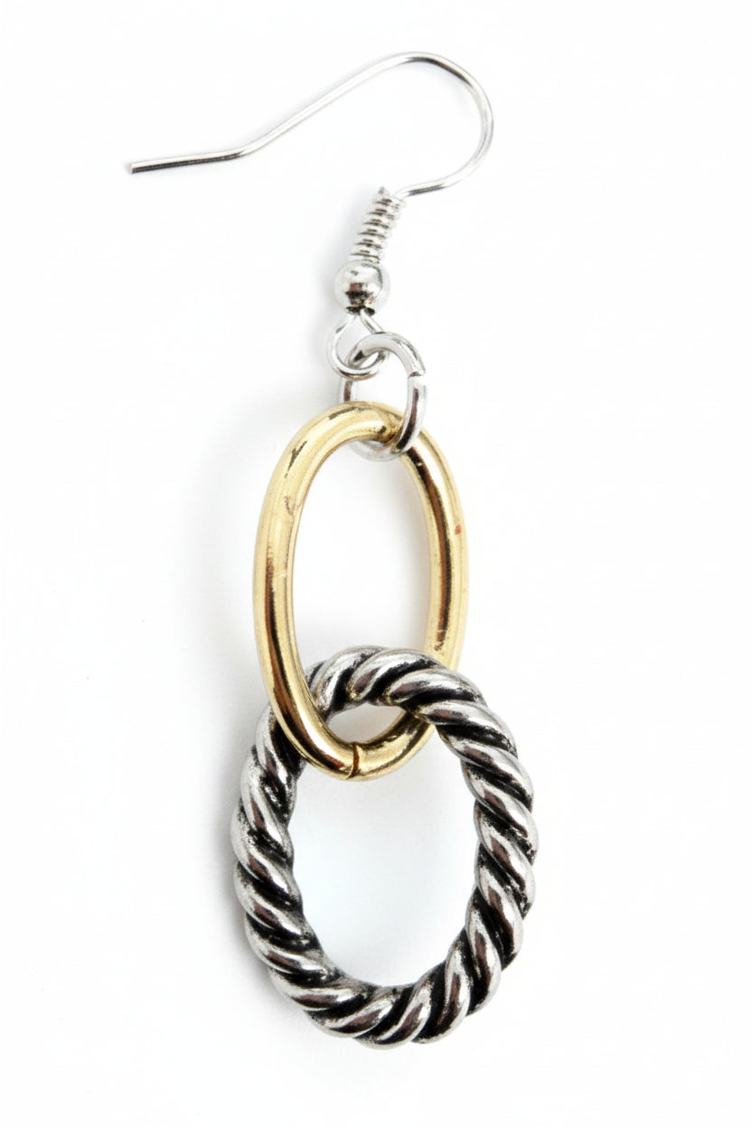 2TONE LINK EARRINGS  #HNE15134_2TONE (FC26)