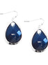 GOLD BLUE CUT PEAR SHAPE SILVER EARRINGS  #HNE6602_SIL-BLU (BC11)
