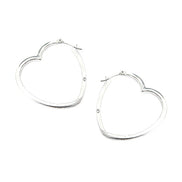 SILVER Rhinestone Accented Silver Open Heart Earrings