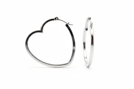 SILVER HEART EARRINGS  #HNE70427_SILVER (HF15)