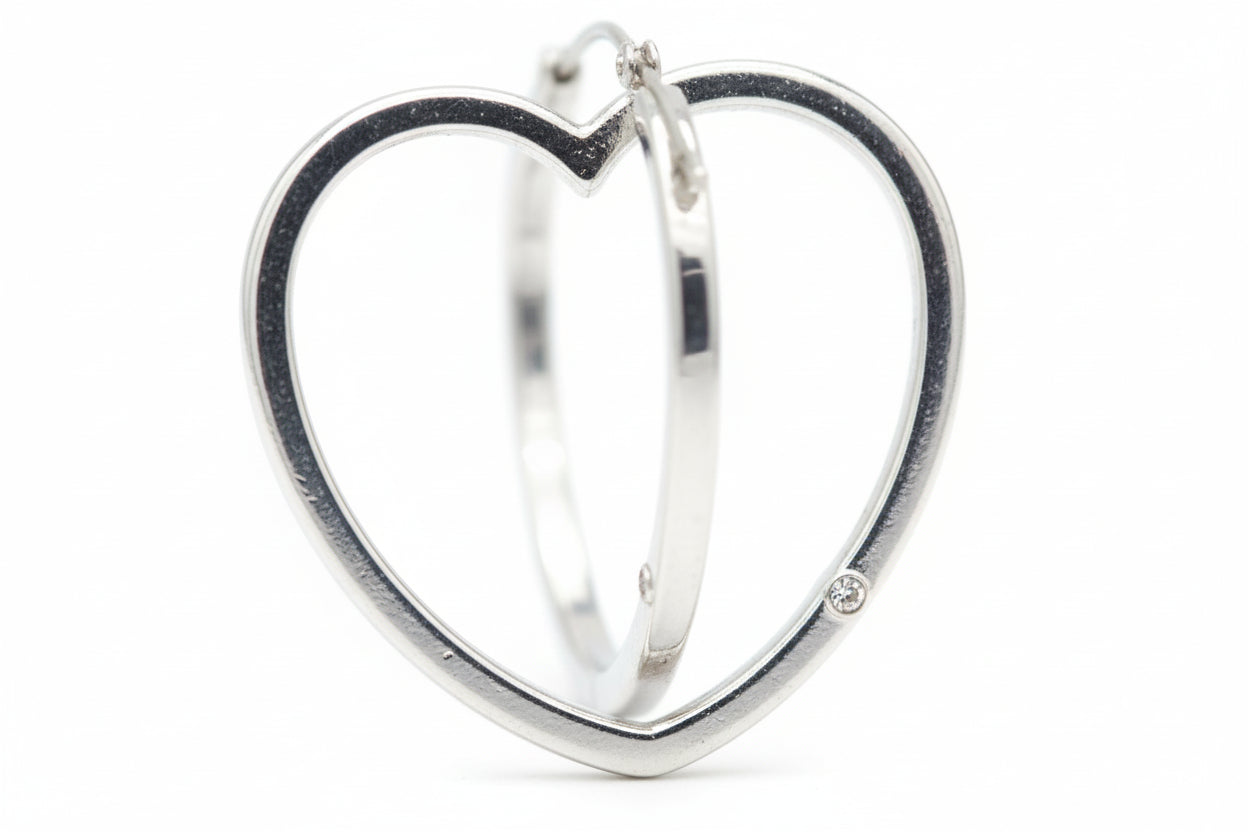 SILVER HEART EARRINGS  #HNE70427_SILVER (HF15)