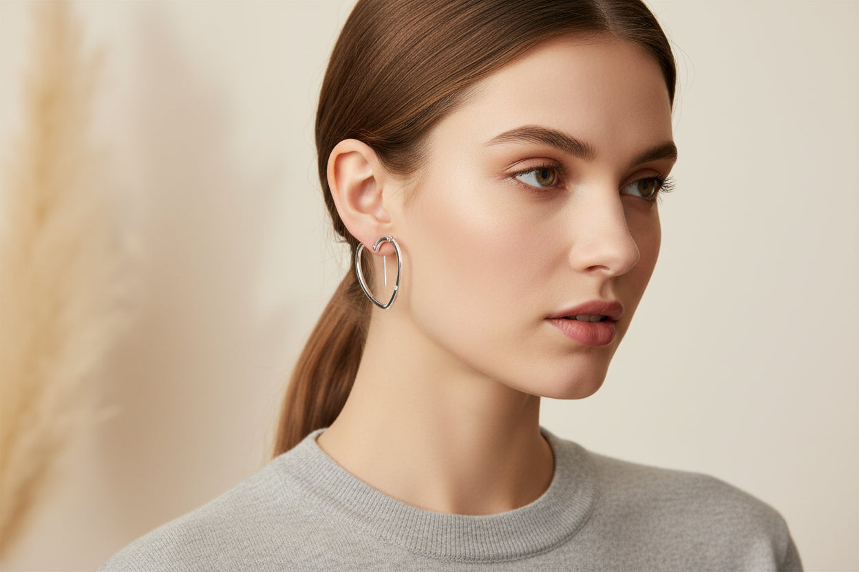 SILVER HEART EARRINGS  #HNE70427_SILVER (HF15)